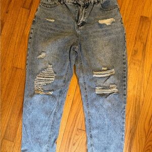 SHEIN Light Blue Denim Jeans- distressed size 6
